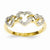 14k Yellow Gold Diamond Triple Heart Ring