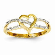 14k Yellow Gold Diamond Heart Ring