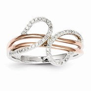 14k White & Rose Gold Diamond Swirl Ring