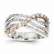 14k White and Rose Gold Diamond Wavy Ring