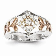 14k Two-tone Diamond w/Leaves Ring