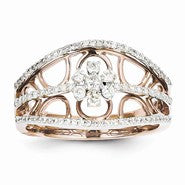 14k Two-tone Diamond Flower Ring