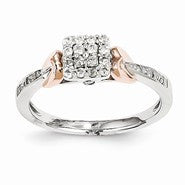 14k Rose & White Gold Diamond Square Ring