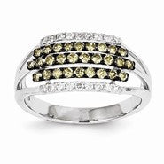 14k White Gold White and Champagne Diamond Ring