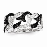 14k White Gold Black and White Diamond Ring