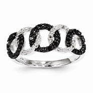14k White Gold White & Black Diamond Ring