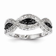 14k White Gold White & Black Diamond Ring