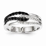 14k White Gold White & Black Diamond Ring