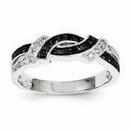 14k White Gold White & Black Diamond Ring