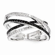 14k White Gold White & Black Diamond Ring