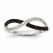 14k White Gold Black & White Diamond Twisted Ring