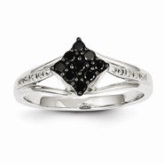 14k White Gold White & Black Diamond Square Ring
