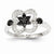 14k White Gold Black & White Diamond Flower Ring