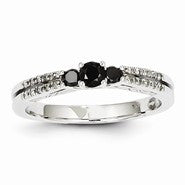 14k White Gold White & Black Diamond Ring