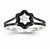 14k White Gold Black and White Diamond Flower Ring
