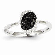 14k White Gold Black and Diamond Oval Diamond Ring