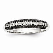 14k White Gold White & Black Diamond Ring