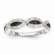 14k White Gold White & Black Diamond Ring