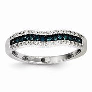 14k White Gold White & Blue Diamond Channel Ring