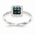 14k White Gold White & Blue Diamond Square Ring