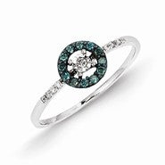 14k White Gold w/Blue and White Diamond Circle Ring