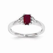14k White Gold Diamond & Ruby Ring