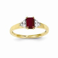 14k Yellow Gold Diamond & Ruby Ring