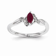 14k White Gold Diamond & Ruby Ring