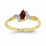 14k Yellow Gold Diamond & Ruby Ring