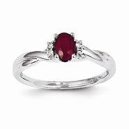 14k White Gold Diamond & Ruby Ring