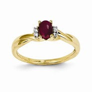 14k Yellow Gold Diamond & Ruby Ring