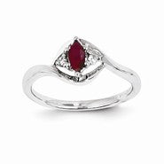 14k White Gold Diamond & Ruby Ring