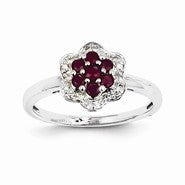 14k White Gold Diamond & Ruby Ring
