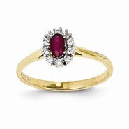 14k Yellow Gold Diamond & Ruby Ring
