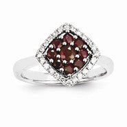 14k White Gold Diamond & Ruby Ring