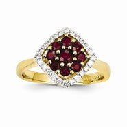 14k Yellow Gold Diamond & Ruby Ring