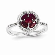 14k White Gold Diamond & Ruby Ring