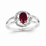 14k White Gold Diamond & Ruby Ring