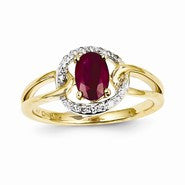 14k Yellow Gold Diamond & Ruby Ring