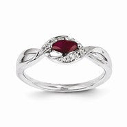 14k White Gold Diamond & Ruby Ring