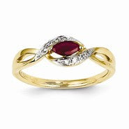 14k Yellow Gold Diamond & Ruby Ring
