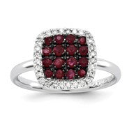 14k White Gold Diamond & Ruby Ring