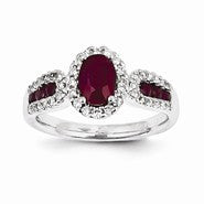 14k White Gold Diamond & Ruby Ring
