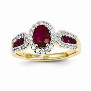 14k Yellow Gold Diamond & Ruby Ring
