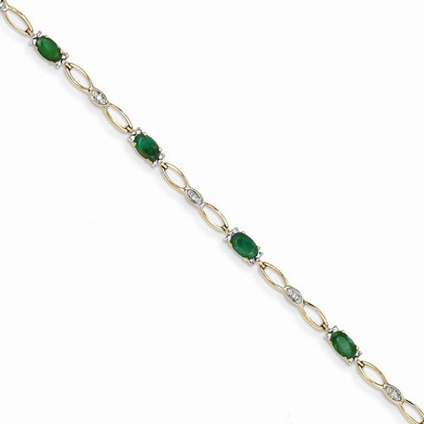 14K Yellow Gold Diamond and Emerald Bracelet