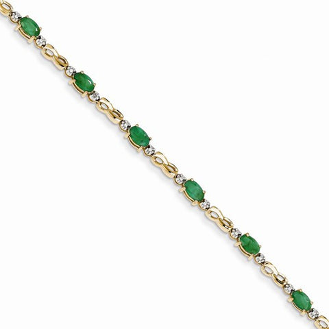 14K Yellow Gold Diamond and Emerald Bracelet