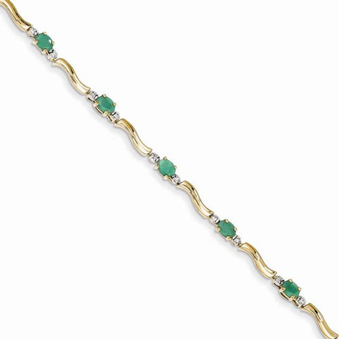 14K Yellow Gold Diamond and Emerald Bracelet