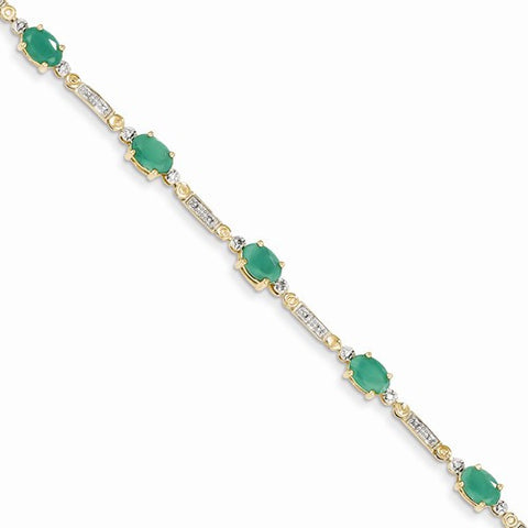 14K Yellow Gold Diamond and Emerald Bracelet