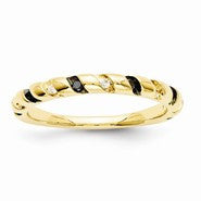 14k Yellow Gold Black and White Diamond Ring
