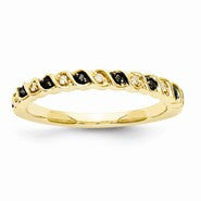 14k Yellow Gold Black and White Diamond Ring